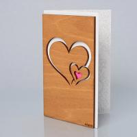 Деревянная открытка "Сердца"
