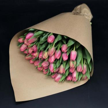 Розовые пионовидные тюльпаны 51 шт