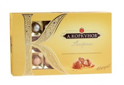 Шоколадные конфеты А.Коркунов "Ассорти" из молочного шоколада 192г